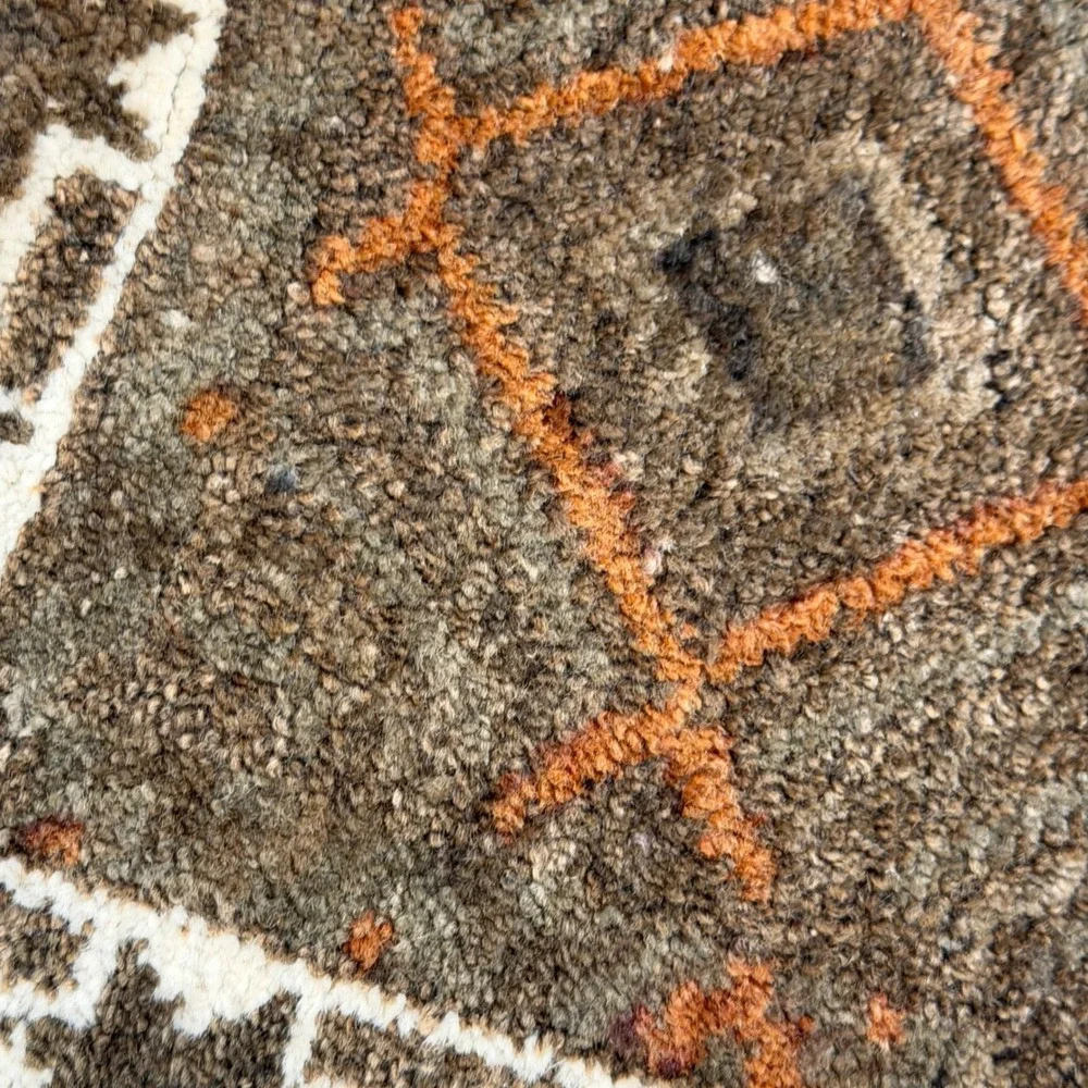 Antique Hand-Knotted Square Turkish Decorative Wool Rug Tribal Boho Rug 14x15 in